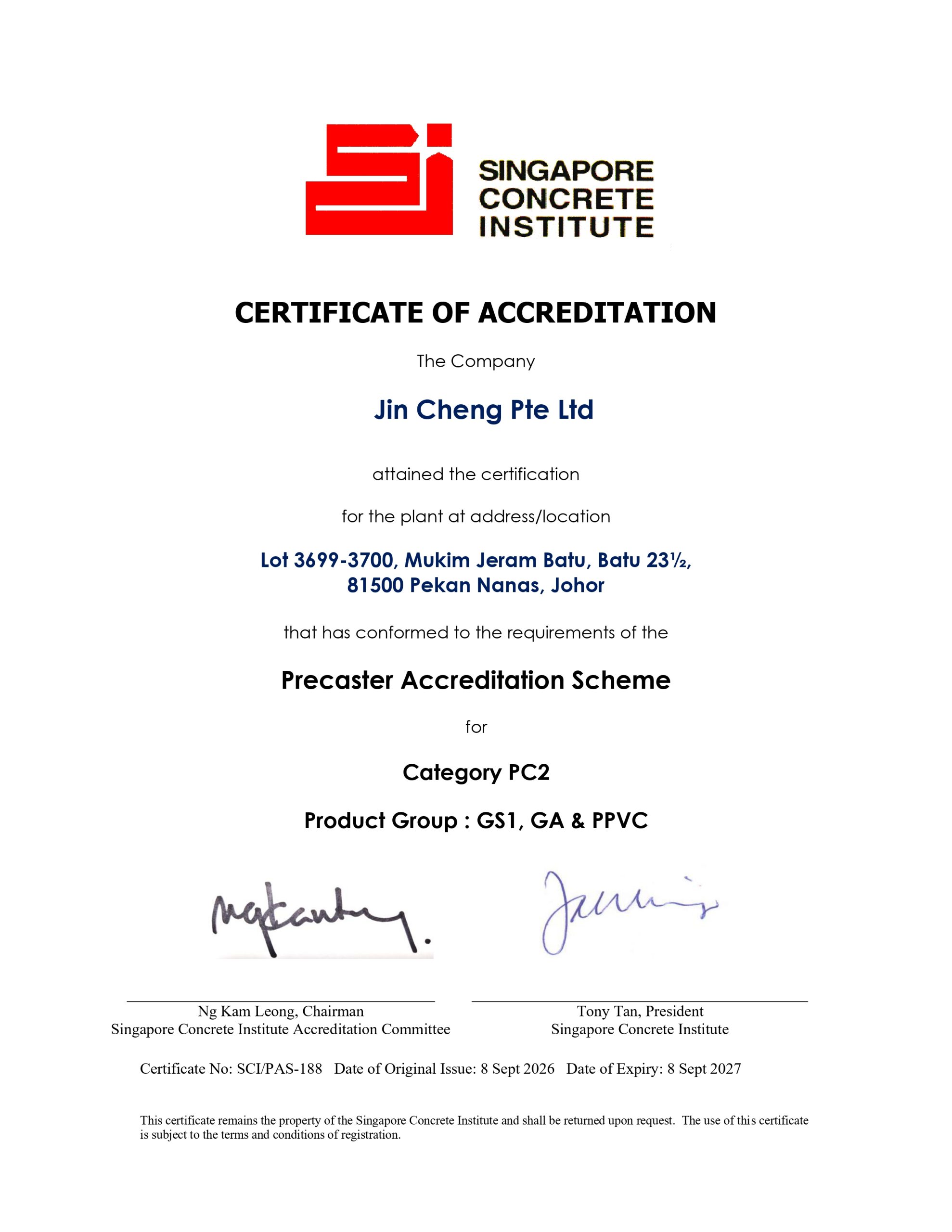 image of SCI Certificate of Accreditation